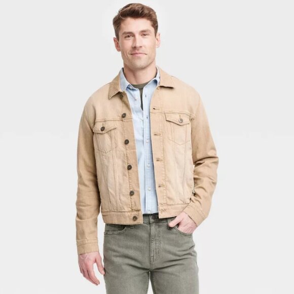 Like new Goodfellow & Co kahki wash button down men's trucker jacket size L. - Picture 4 of 5